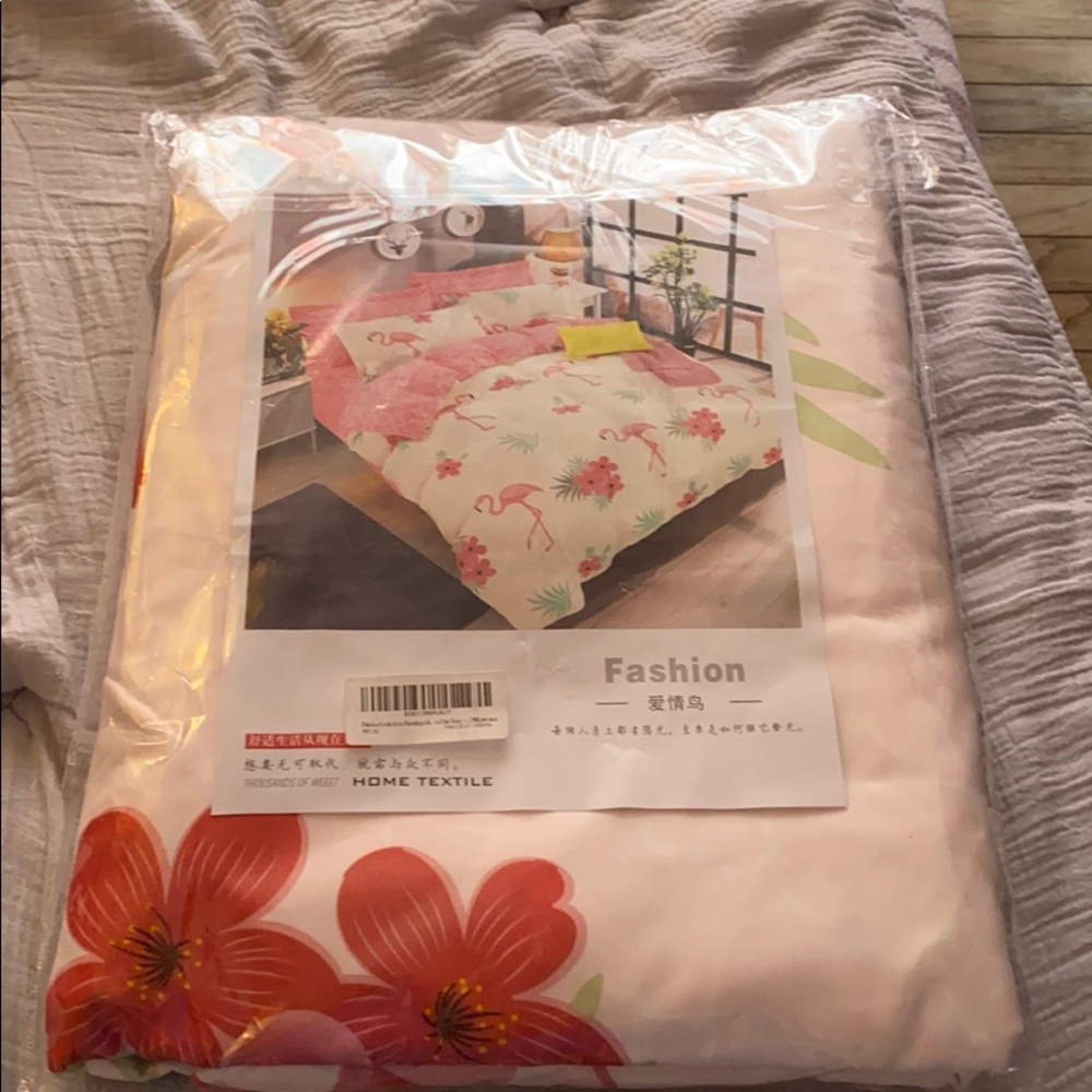 Flamingo Duvet Cover Set - Pink and White